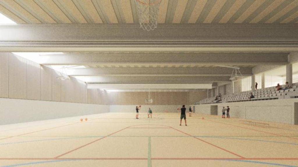 Render del pabellón en el recinto de la Modelo