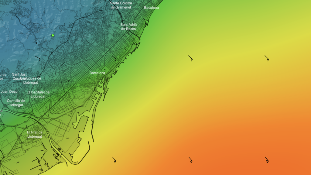 Previsió del vent segons el model ECMWF.
