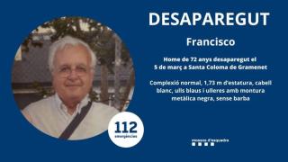 Buscan a Francisco, un hombre de 72  años