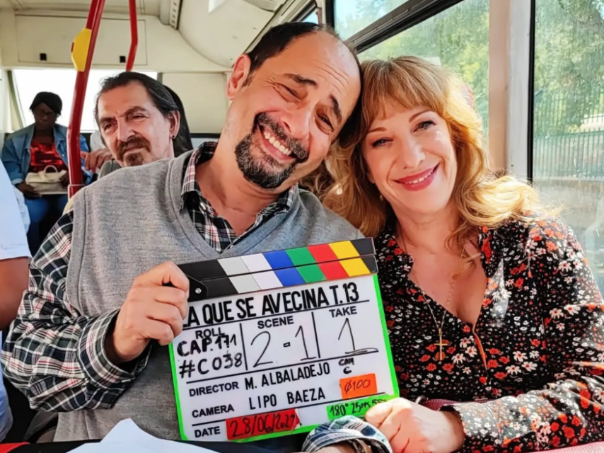 Jordi Sánchez y Nathalie Seseña durante un rodaje de 'La que se avecina'