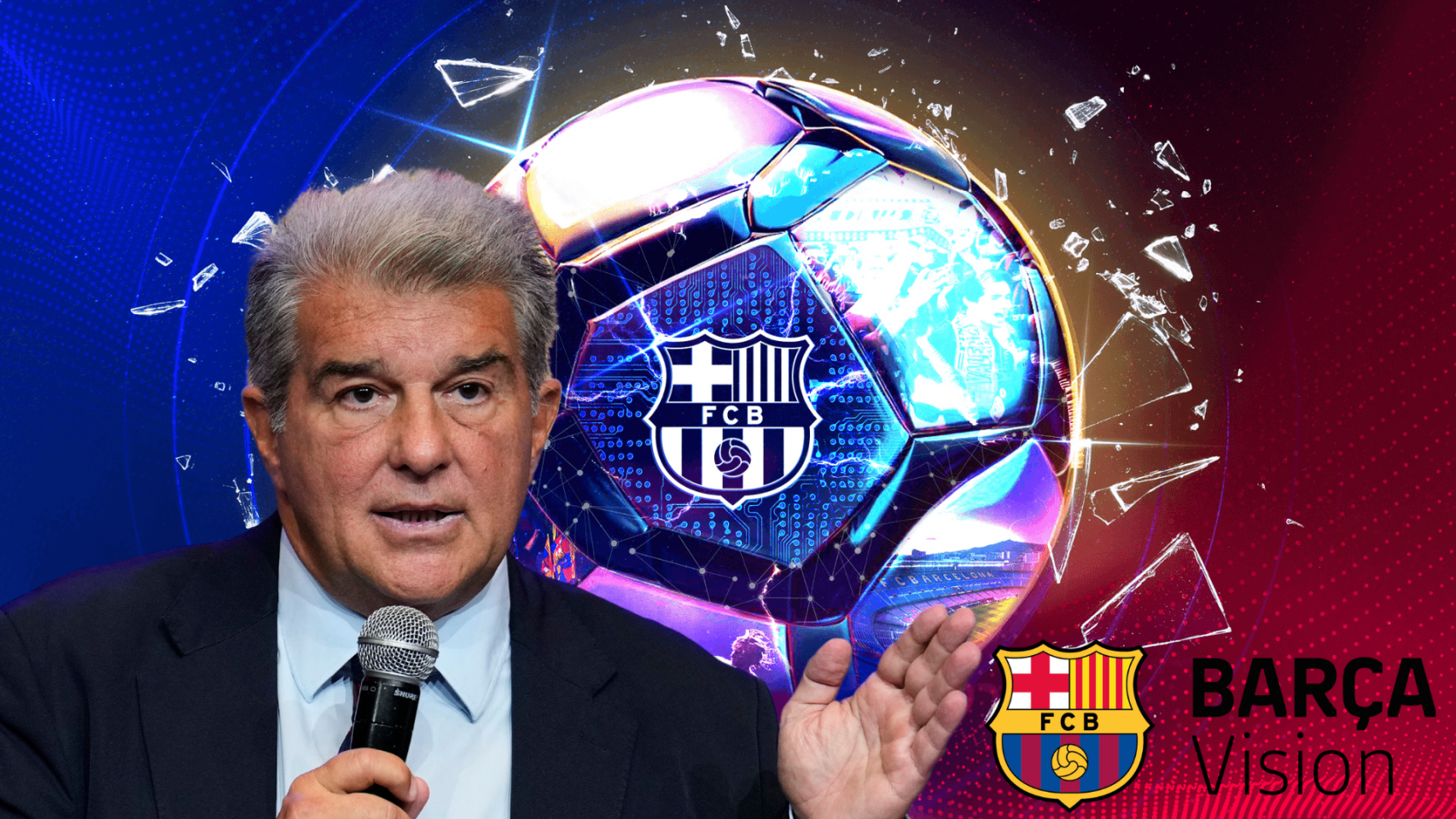 Joan Laporta y la sociedad Barça Vision, en un montaje