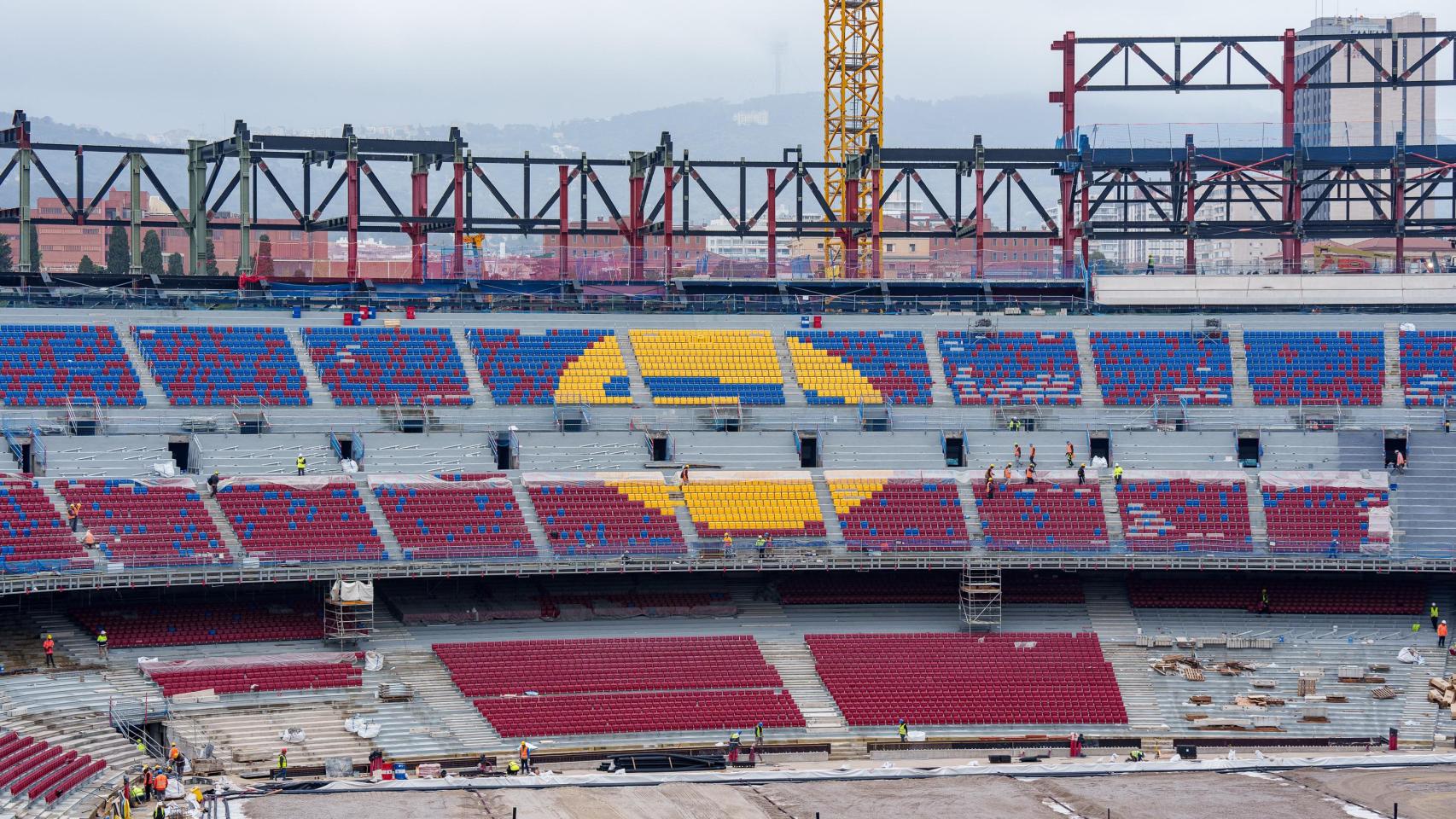Así se ven los asientos del nuevo Camp Nou durante las obras