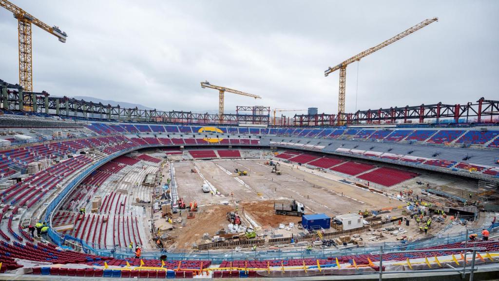 Visión panorámica de las obras del nuevo Camp Nou en marzo de 2025