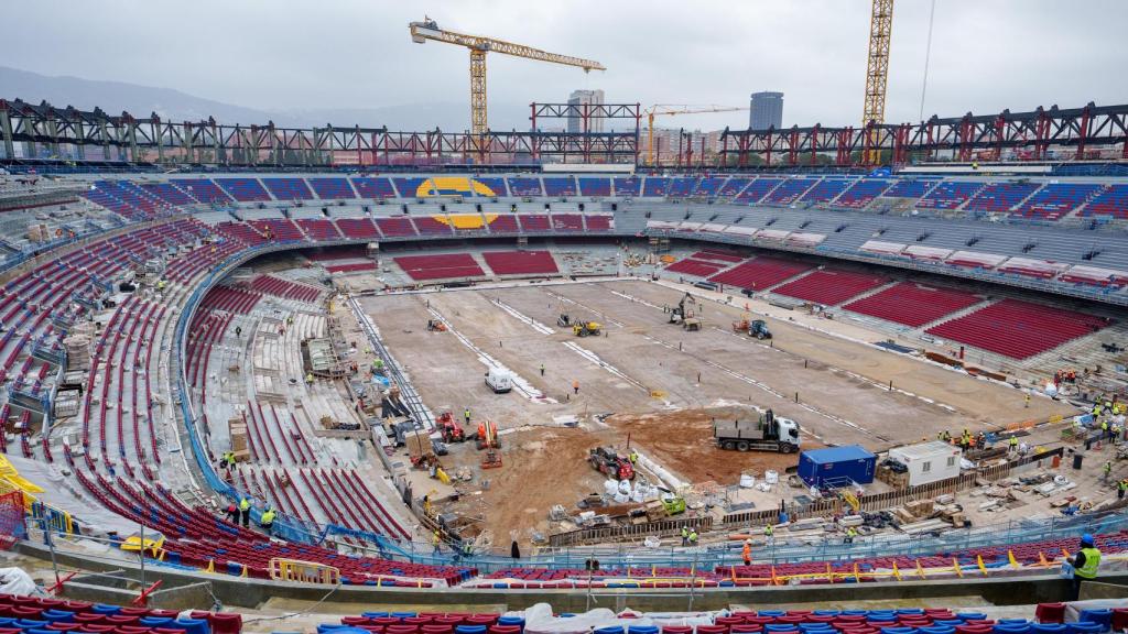Visión panorámica de las obras del nuevo Camp Nou en marzo de 2025