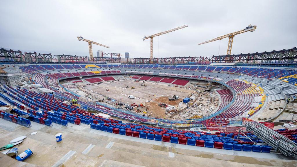 Visión panorámica de las obras del nuevo Camp Nou en marzo de 2025