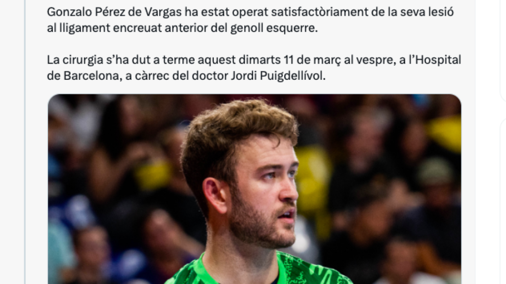 Comunicado del Barça sobre la operación de Gonzalo Pérez de Vargas