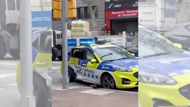 VÍDEO: Tres heridos en un accidente entre un coche y un vehículo de la Guardia Urbana de Barcelona en Bon Pastor