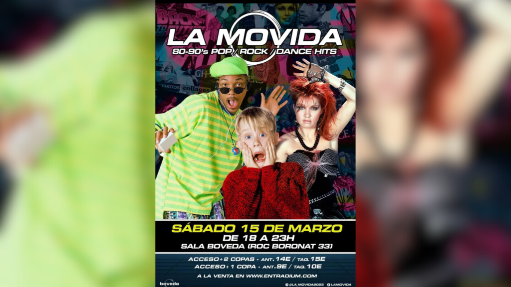 Cartell de la propera festa de 'La Movida' a Barcelona