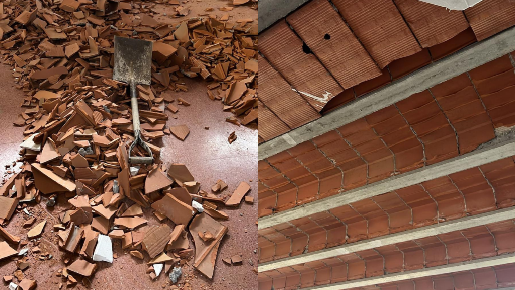 Desprendimientos en el parque de bomberos de Terrassa