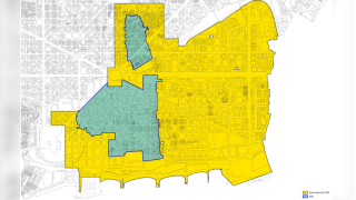 Mapa del distrito de Sant Martí, organizado según el plan de usos