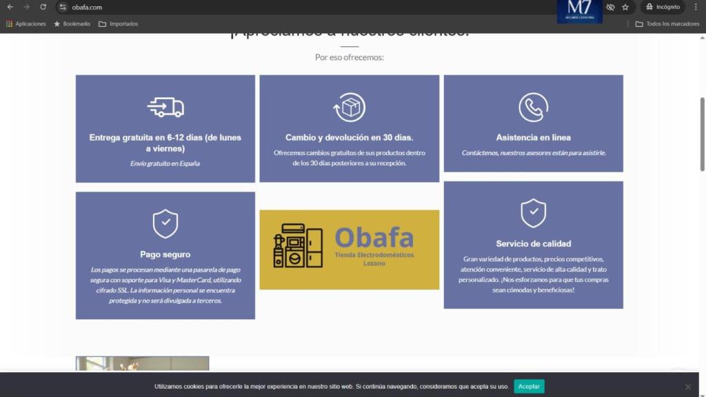 Els serveis que s'ofereixen a la pàgina web fraudulenta