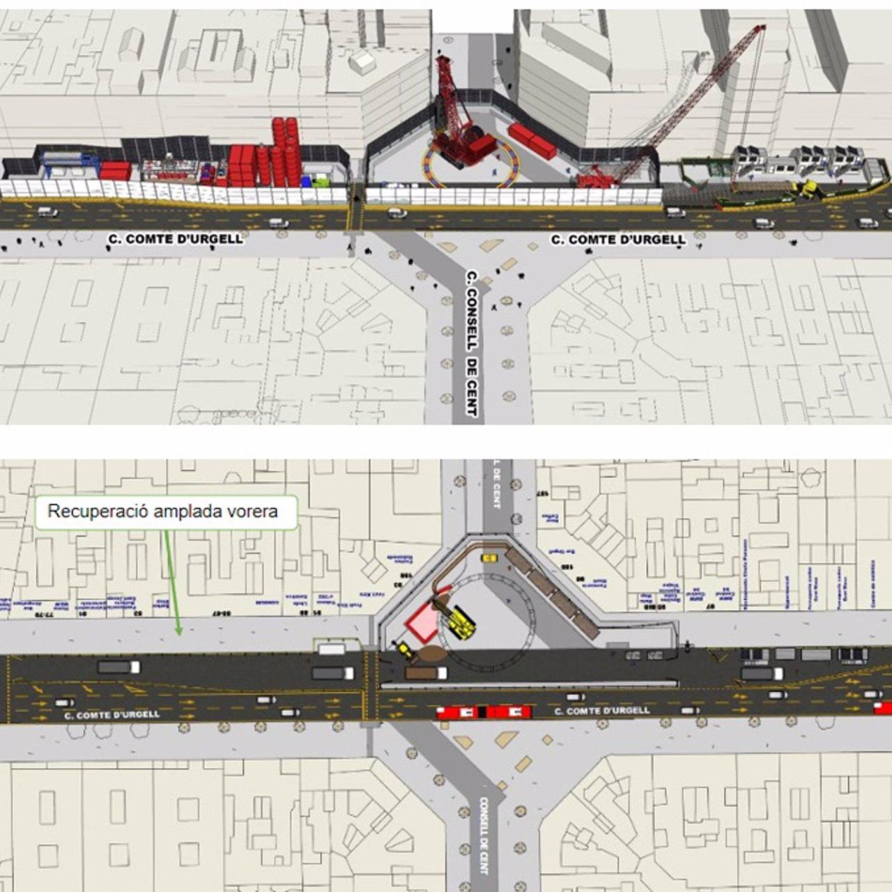 Infografia sobre la via alliberada de Consell de Cent per l'avanç de les obres de la futura L8