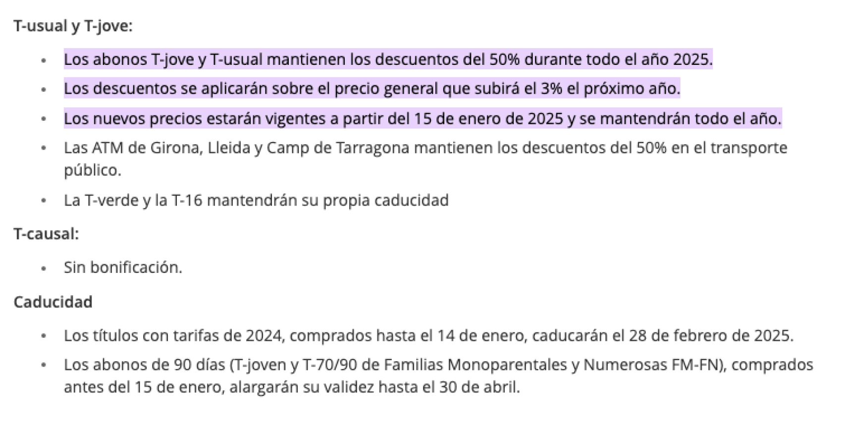Condiciones de los descuentos en el transporte público de la Generalitat