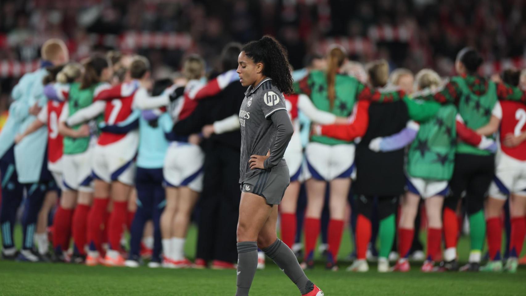 Yasmin, muy seria, tras la victoria del Arsenal ante el Real Madrid