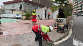 Trabajos en la avenida Sant Salvador de Llefià