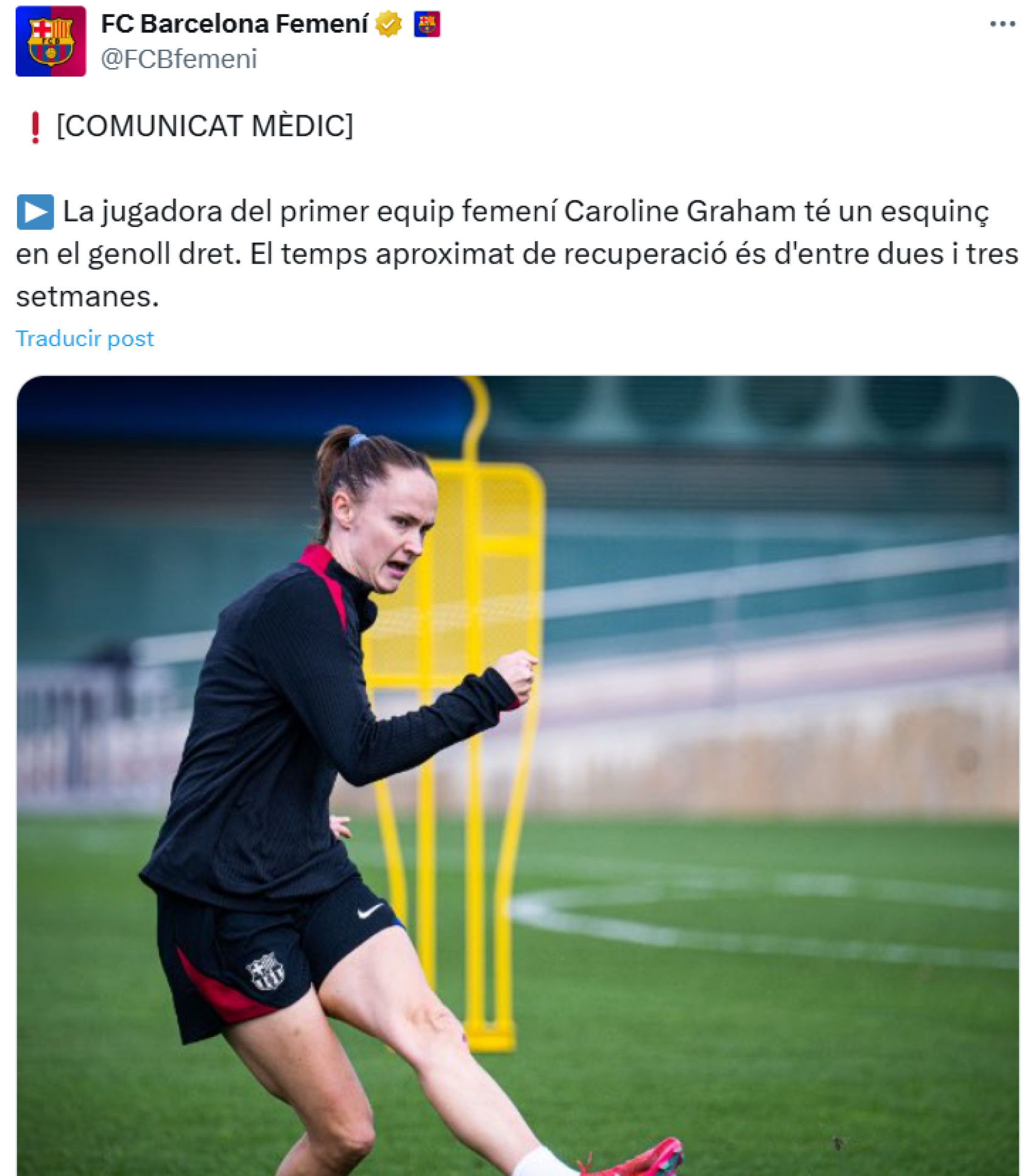 El comunicado médico del Barça Femenino sobre la lesión de Caroline Graham Hansen