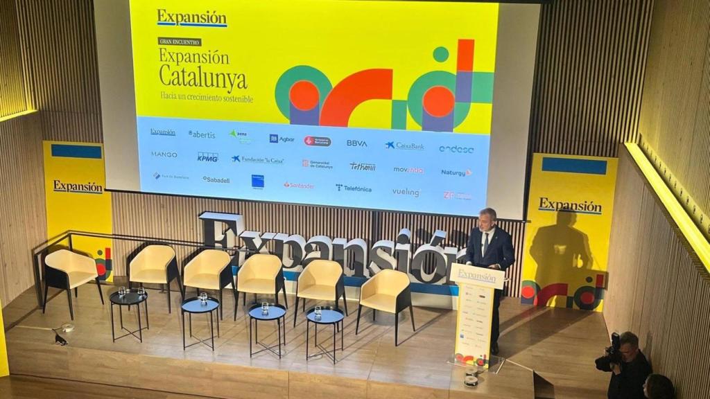 El alcalde de Barcelona, Jaume Collboni, durante su intervención en el 'Gran Encuentro Catalunya. Hacia un crecimiento sostenible' de Expansión, celebrado en el Recinte Modernista del Hospital de Sant Pau