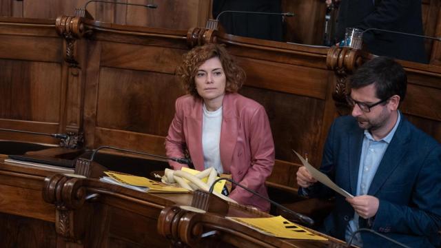 La secretaria general de ERC, Elisenda Alamany, durante un pleno en el Ayuntamiento de Barcelona, a 28 de marzo de 2025, en Barcelona, Catalunya (España). El Ayuntamiento de Barcelona aborda hoy el tercer pleno de 2025 con la mirada puesta sobre la gestió