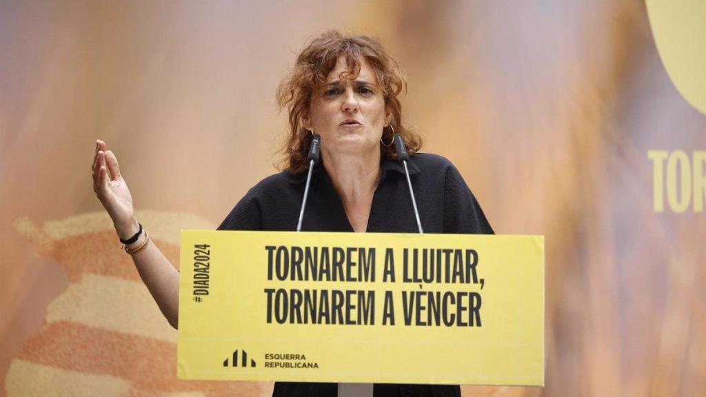 La concejal de ERC y líder de la Federación en Barcelona, Eva Baró, interviene en un acto del partido