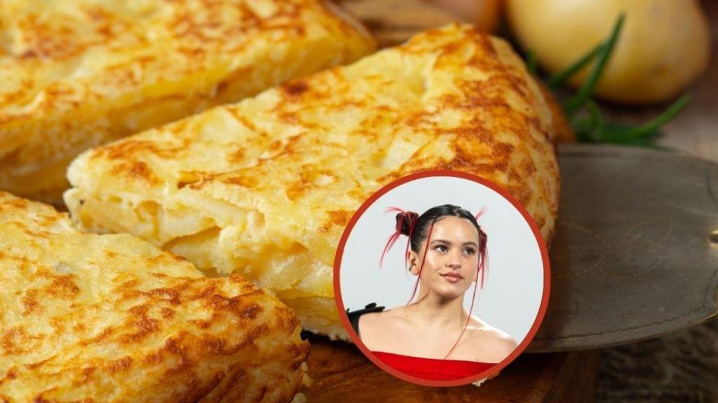 Fotomontaje tortilla de patatas y Rosalía