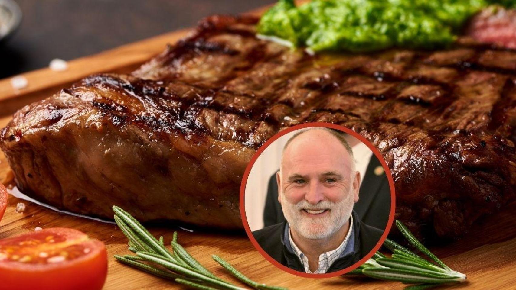 Fotomontaje carne y José Andrés