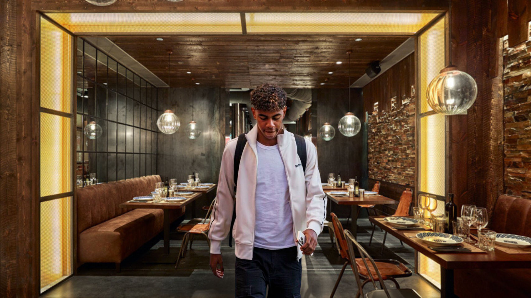 Lamine Yamal, en un montaje en la Pulpería Can Lampazas