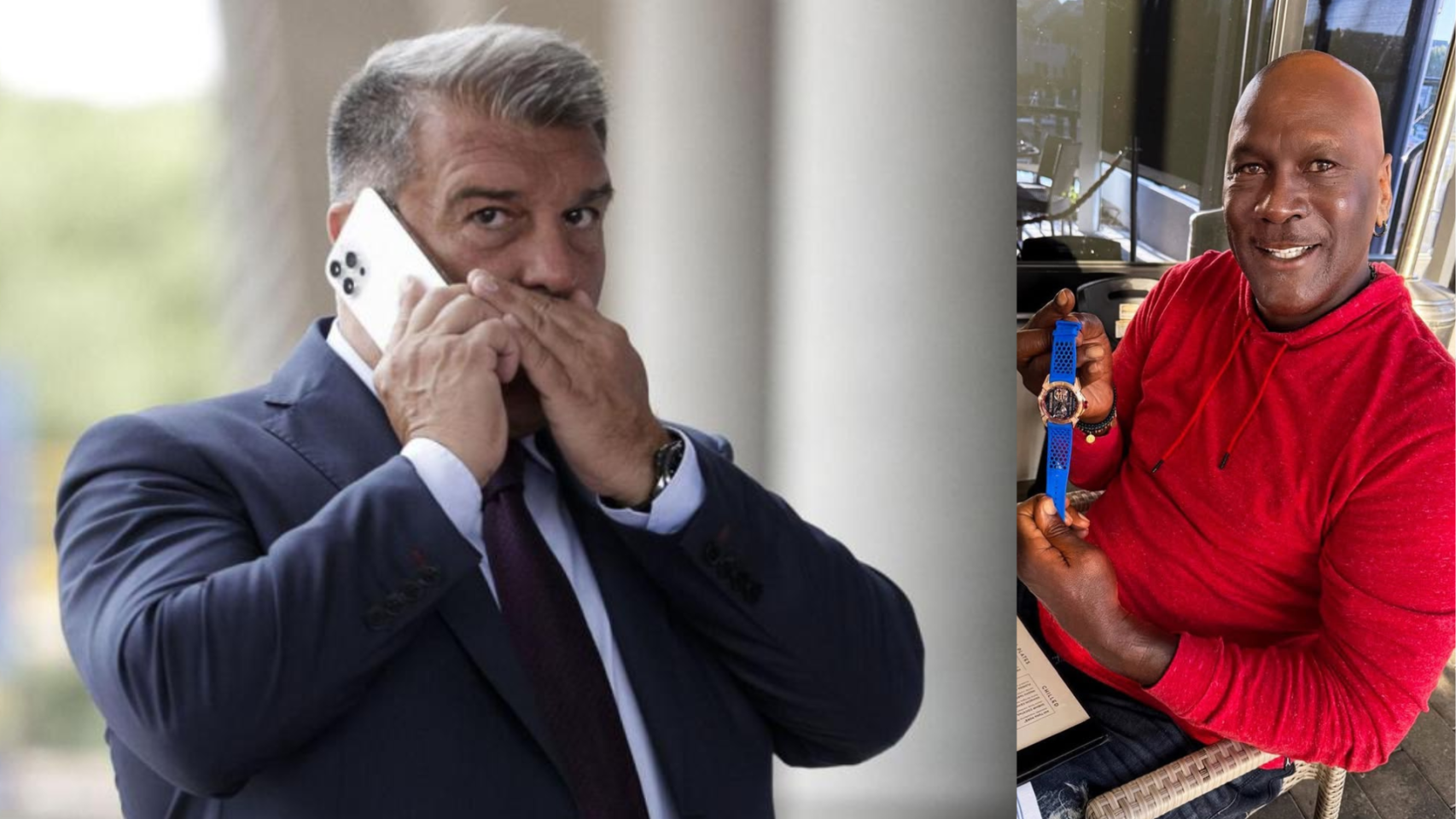 Joan Laporta y Michael Jordan en un fotomontaje