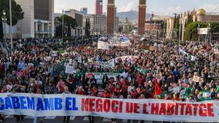 Manifestación contra el precio de los alquileres en Barcelona, a 5 de abril de 2025