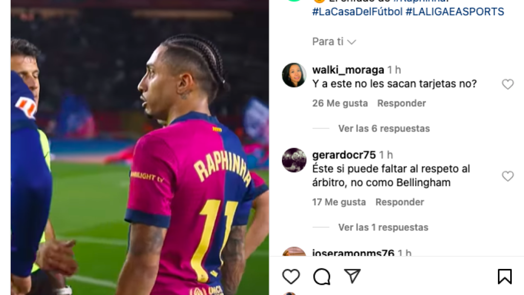 Raphinha, molesto con Gil Manzano