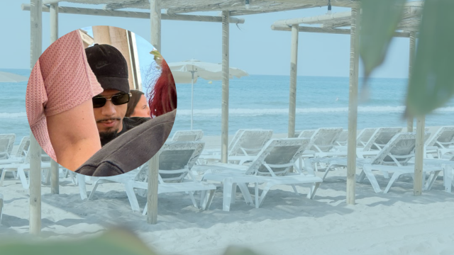 Fotomontaje de Ronald Araújo con el chiringuito Chalito de Castelldefels de fondo