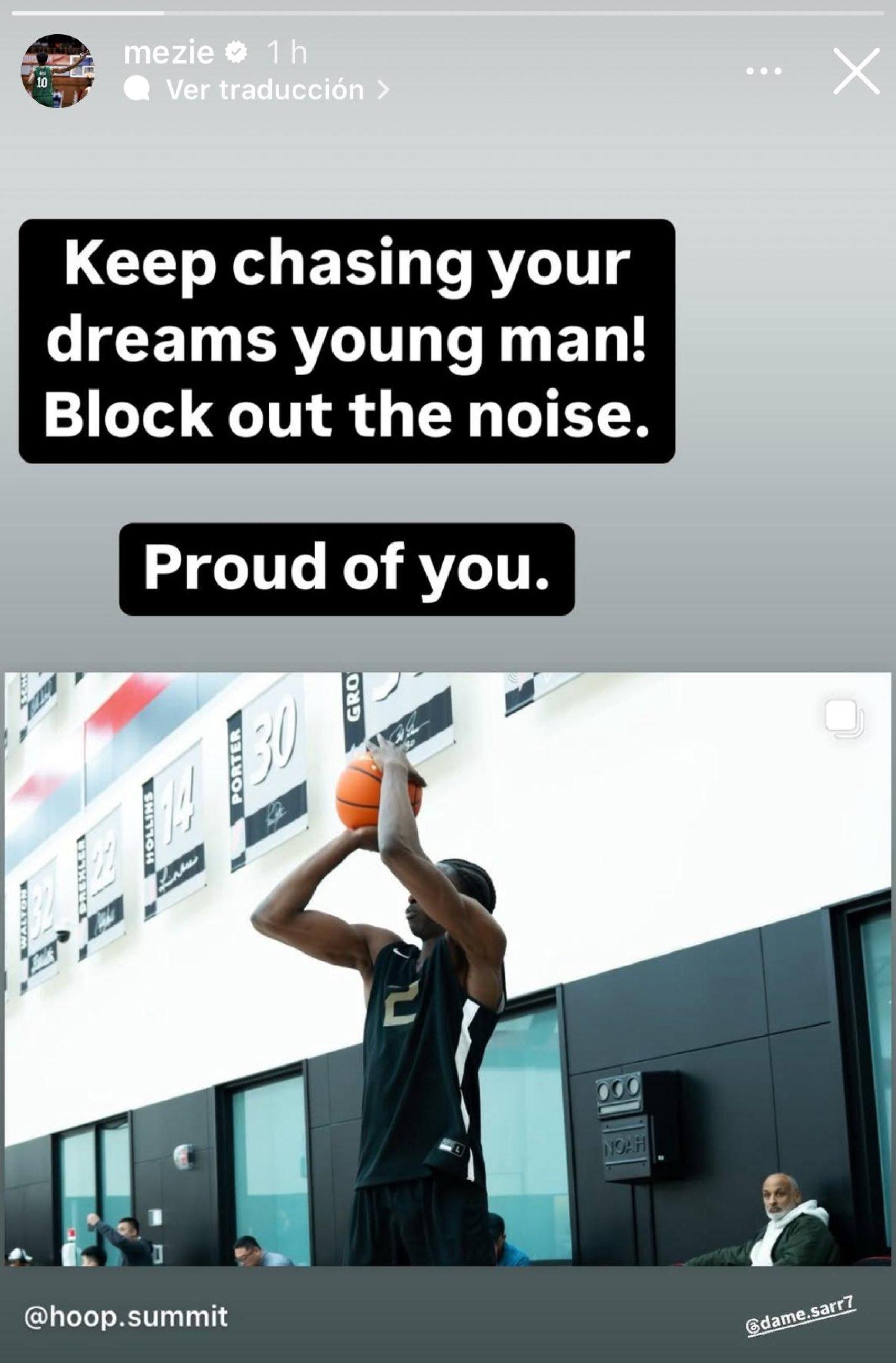 Chimezie Metu muestra su apoyo a Dame Sarr en Instagram