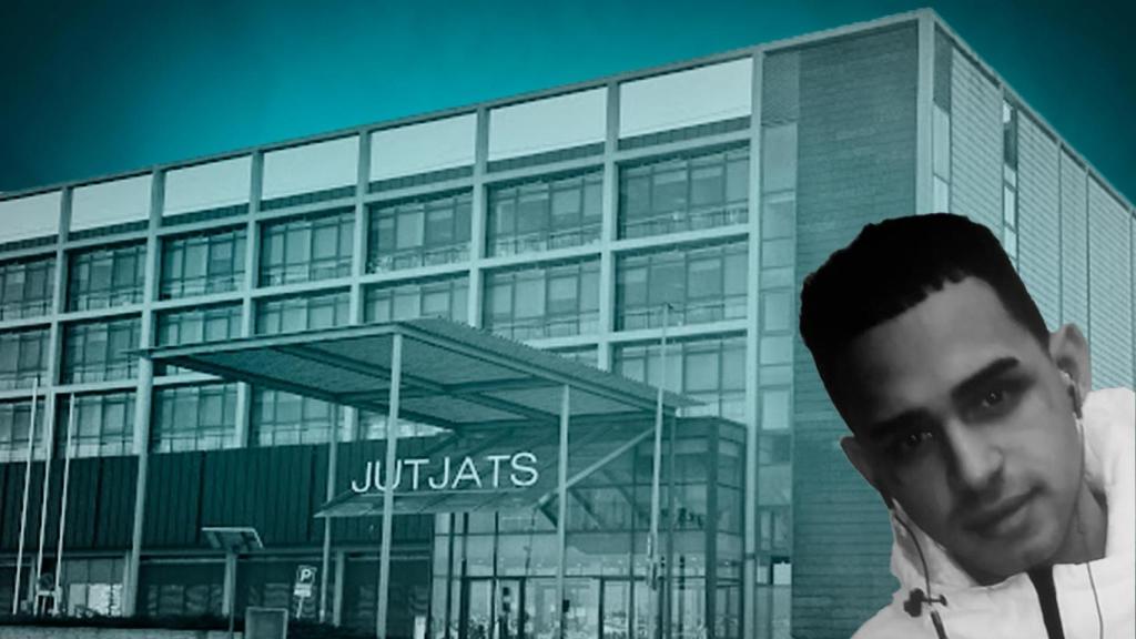 Fotomontaje de Ray Junior alias Cubito frente a los juzgados de Terrassa