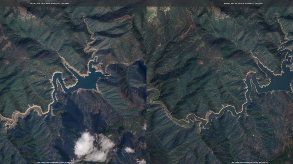 Antes y después del Pantà de Susqueda