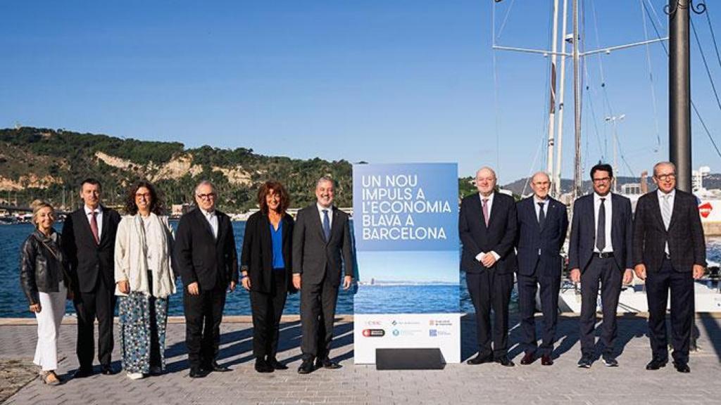 Autoridades durante la presentación del Parque de Tecnología Marítima de Barcelona