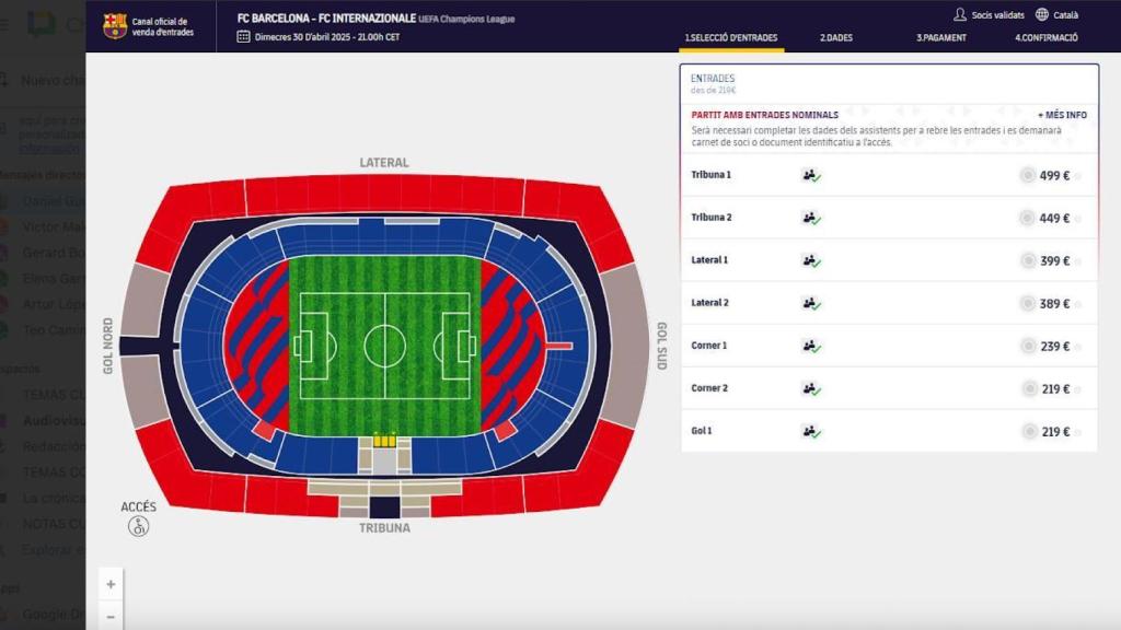 Precios de las entradas para el Barça-Inter