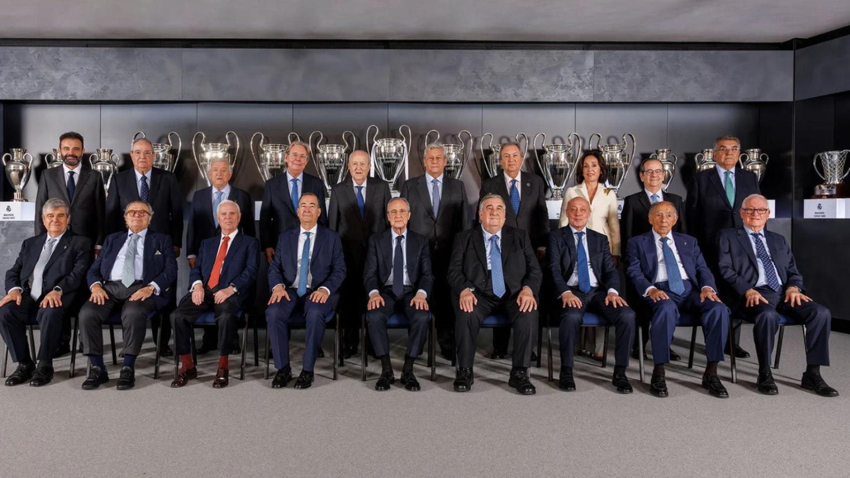 La nueva junta directiva del Real Madrid, tras la reelección de Florentino Pérez como presidente hasta 2029