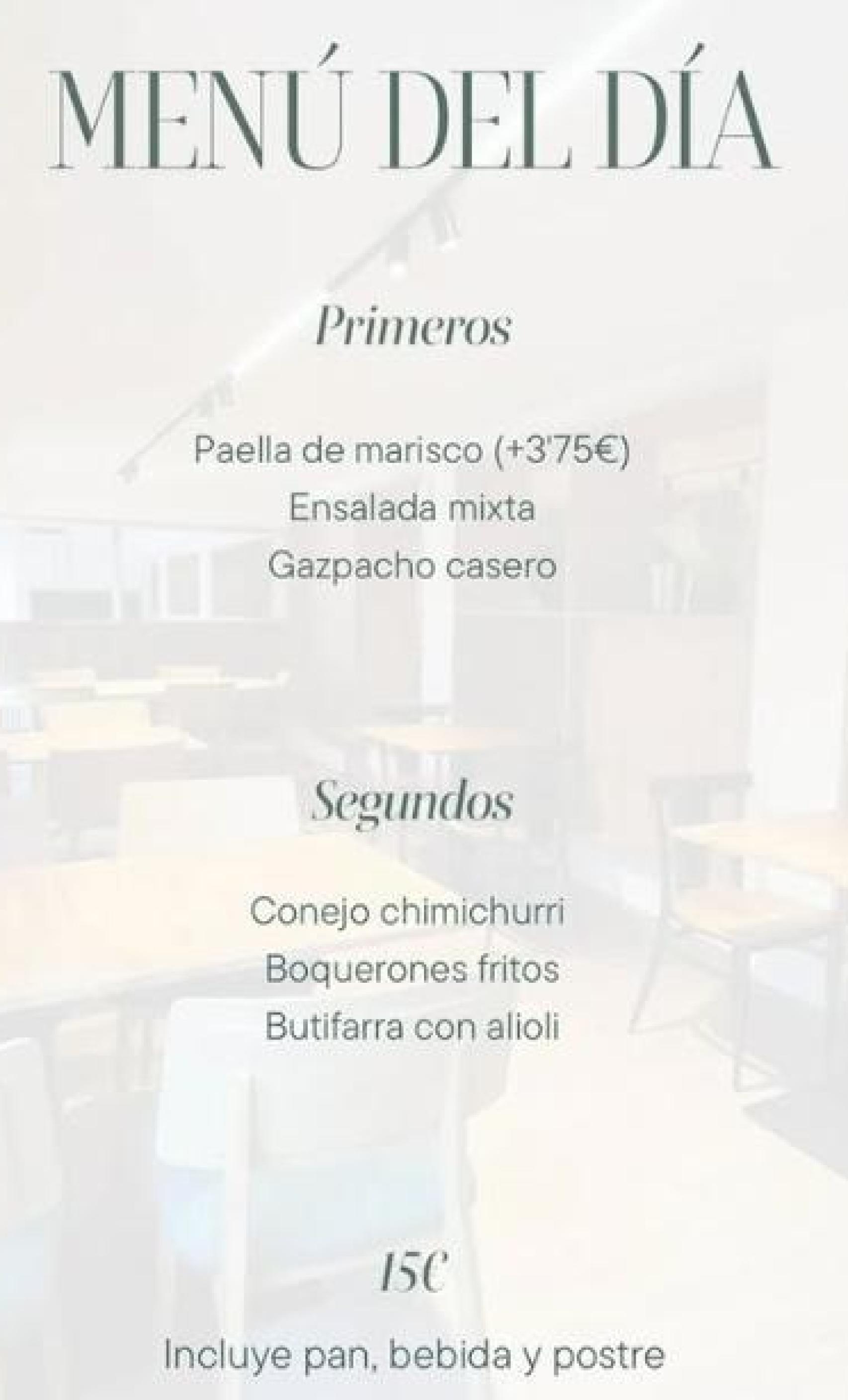 Un exemple de menú del dia al restaurant 5 germans