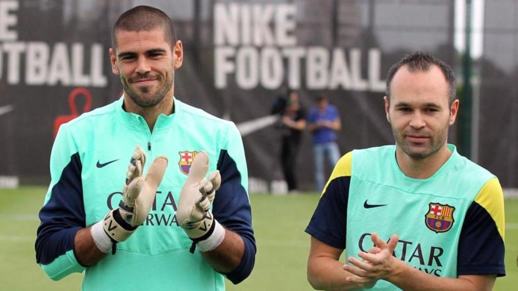 Víctor Valdés y Andrés Iniesta, en su etapa como jugadores del Barça