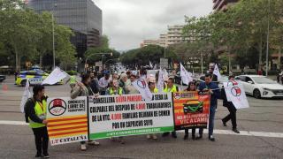 Pancarta de la manifestación de conductores de VTC