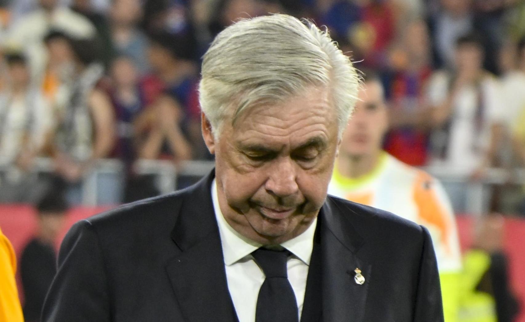 Carlo Ancelotti, cabizbajo después de perder la final de la Copa del Rey