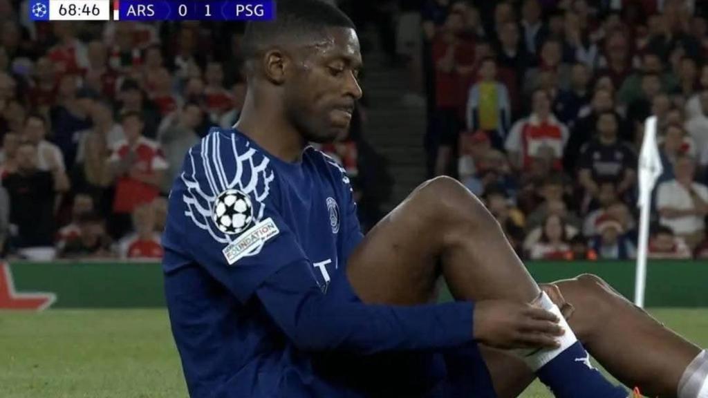Ousmane Dembelé se lesiona durante el Arsenal-PSG de Champions