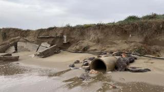 Efectos del temporal Patricia de finales de julio de 2023 en la playa de Gavà
