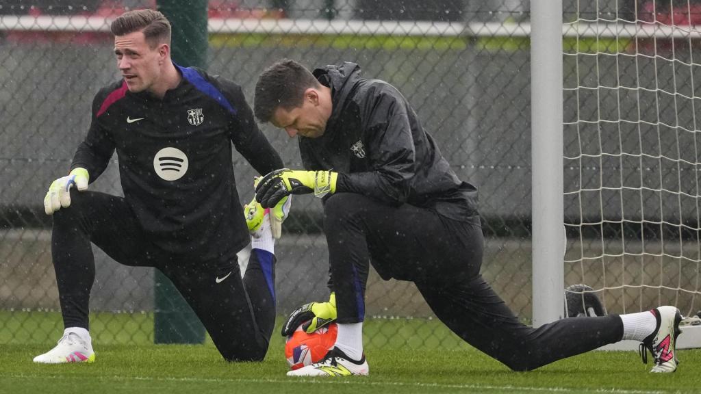 Ter Stegen y Szczesny en el entramiento previo al Real Valladolid-Barça