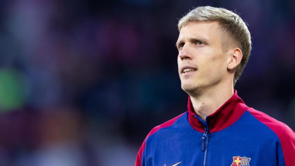 Dani Olmo, en un entrenamiento con el Barça