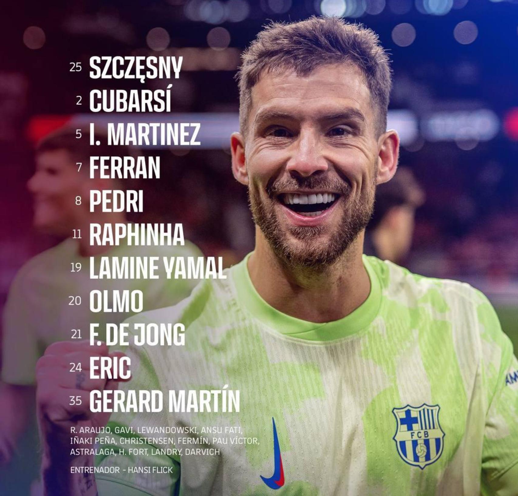 El once del Barça para el partido contra el Inter de Milán