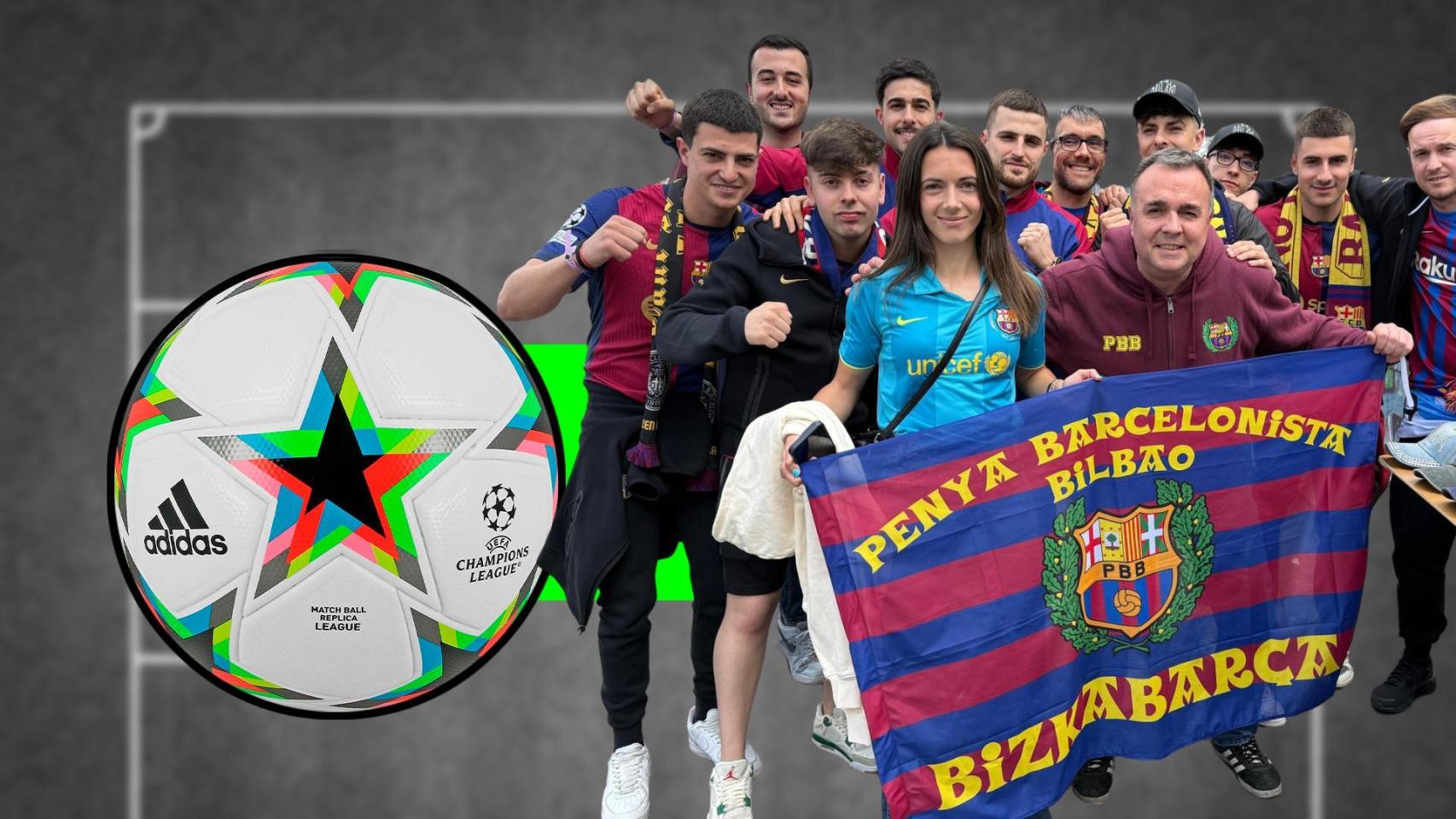 Aitana Bonmatí, con aficionados del Barça en Milán