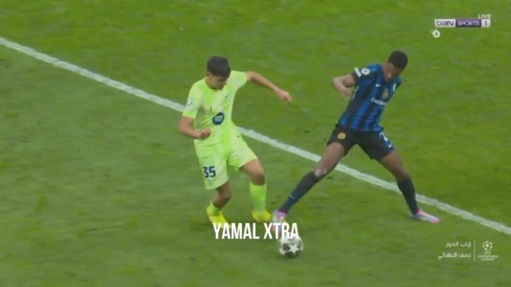 Posible falta de Dumfries sobre Gerard Martín en el Inter-Barça