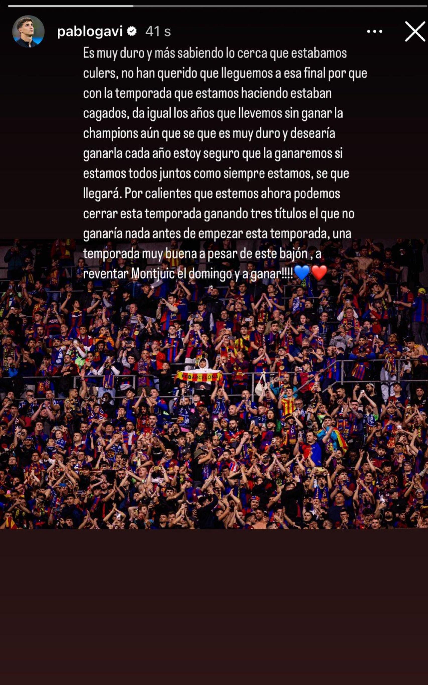 La rajada de Gavi y el mensaje de optimismo a los culés tras la eliminación del Barça en la Champions League