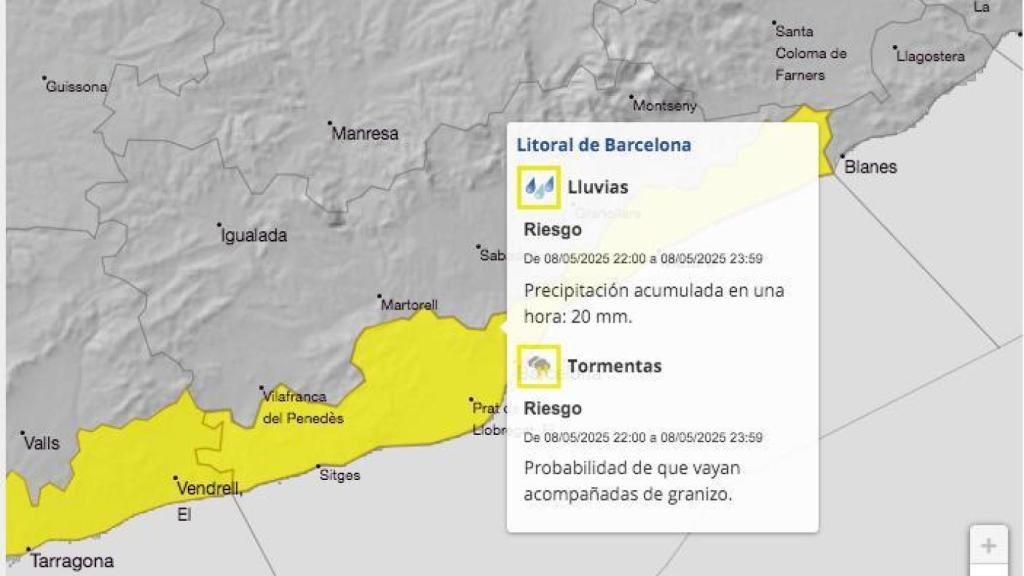 Captura de pantalla de l'Avis AEMET