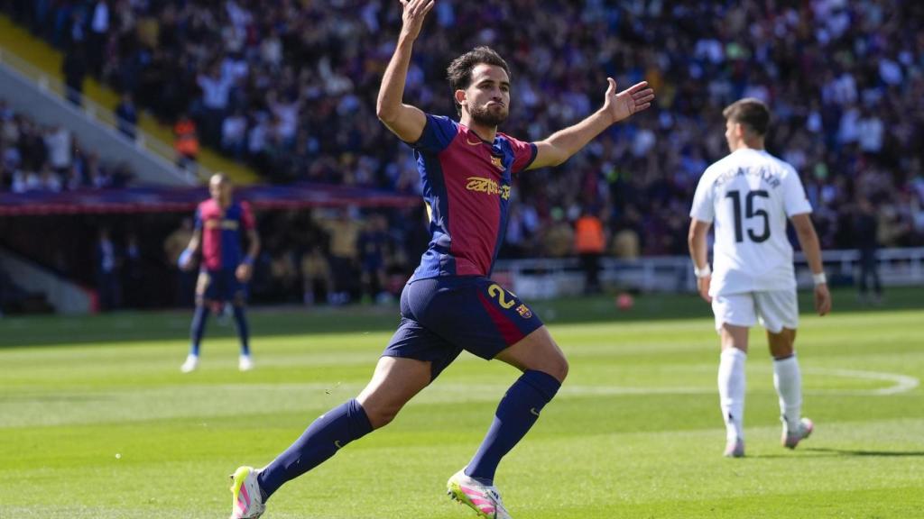 Éric García celebra su gol en el Barça-Real Madrid